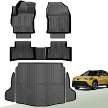Imagem de Tapetes de chão e forro de carga Corolla Cross originais 2022-2025 (apenas FWD) para Toyota Corolla Cross SUV - Forros de piso de ajuste personalizado e tapete de porta-malas para Corolla Cross (não
