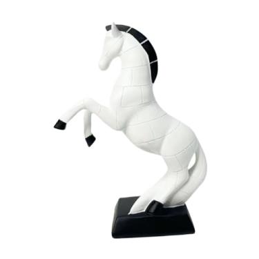 Imagem de Ｂｅｓｇａ Estátua de cavalo, escultura animal, peça central de mesa, figura, ornamento fengshui, estatueta de resina para estante, festa, loja, inauguração de, Branco