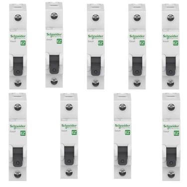 Imagem de 9 Disjuntores Unipolar Schneider 16A Tipo C Easy9 3kA