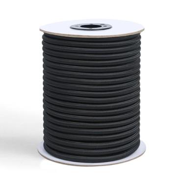 Imagem de Zakous Cordão elástico forte e durável – Cordão elástico de 0,9 cm x 30,5 m, corda elástica para caiaque, cordões elásticos de choque para consertar postes de barraca, faça você mesmo, amarrar, preto