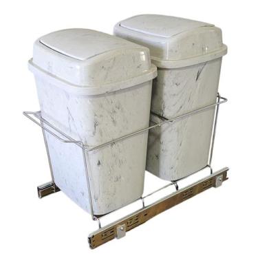 Imagem de Lixeira Aramada Dupla de Base deslizante 18L basculante. - Metais ADR,