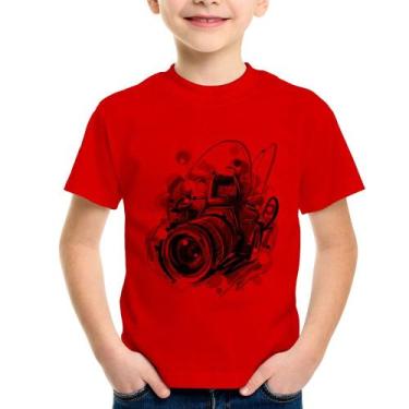 Imagem de Camiseta Infantil Câmera Fotográfica - Foca na Moda, Vermelho, 14