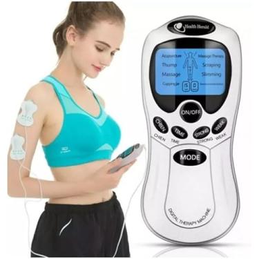 Imagem de Aparelho TENS Massageador Eletrochoque Para Fisioterapia Alívio De Dores Musculares, Massageador Muscular Acupuntura - 4 Eletrodos Portátil Voltagem 110v/220v Bivolt - PREMIUM Ucommerce