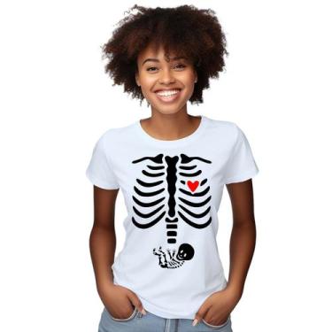 Imagem de Baby Look Esqueleto Raio X Grávida Personalizada Feminina Adulto Algod