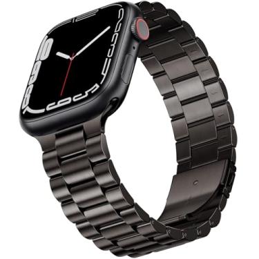 Imagem de Luksinlong Pulseiras de relógio inteligente para Apple Watch séries 10, 9, 8, 7, 6, 5, 4, 3, Ultra, SE 2 1 - grossa de 45 mm, preta