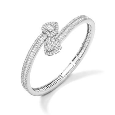 Imagem de Lulu Mel Pulseira de coração gelado pulseira baguete pulseira de joias para mulheres, hip hop masculino banhado a ouro 14 k pulseira de zircônia cúbica, pulseira de coração para meninas com caixa de