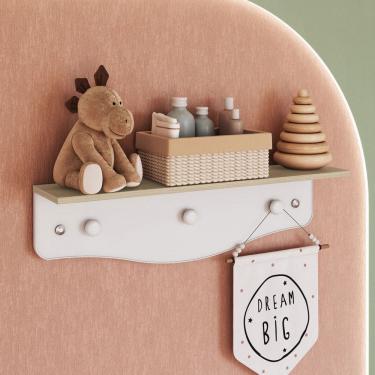 Imagem de Prateleira Infantil Encanto com Cabideiro Carvalho Araguaia/Branco - Completa Móveis