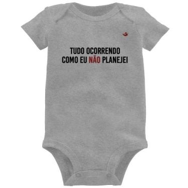 Imagem de Body Bebê Tudo ocorrendo como eu não planejei - Foca na Moda, Cinza, G