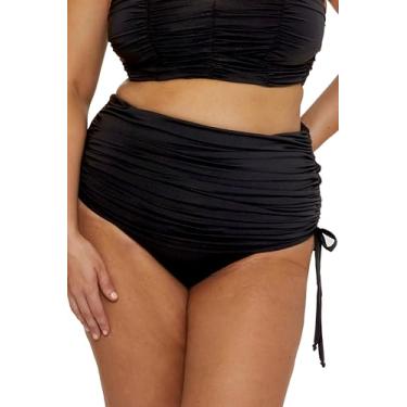 Imagem de BECCA ETC. Saia feminina franzida plus size com código de cores, ajustável, saída de praia para mulheres, Preto, 2X