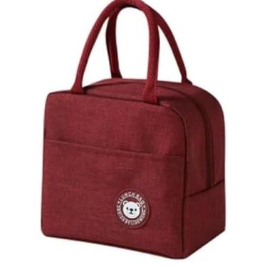 Imagem de Bolsa Térmica Unissex Antivazamento Bolsinha Bag Para Mamita Portátil - Frutas, Bebidas, Lancheira, Academia, Trabanho, Piquinique, Churrasco até 6Lts Com Alça Impermeável (Vinho)