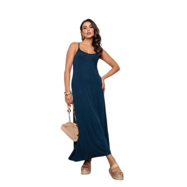Imagem de Vestido Longo de Alcinha  com Bolsos Azul - Zipituka, Azul, M