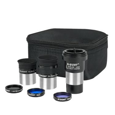 Imagem de SVBONY SV233 Kit de acessórios de 7 peças para oculares e filtros, inclui duas oculares de 3,15 cm, 2 lentes Barlow, três filtros e estojo rígido preto, conjunto de óculos telescópicos para