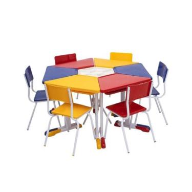 Imagem de Conjunto HEXAGONAL Mesas e Cadeiras 02 A 06 anos INFANTIL - Central