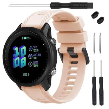 Imagem de TopPerfekt Pulseira para relógio Garmin Forerunner 955 – pulseira de substituição de silicone macio compatível com relógio inteligente 955 para mulheres e homens, rosa claro