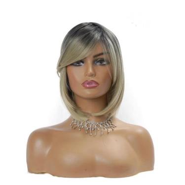 Imagem de Peruca Curta Bob Ombre Loiro 100% Bio Orgânica Super Natural - GM Hair