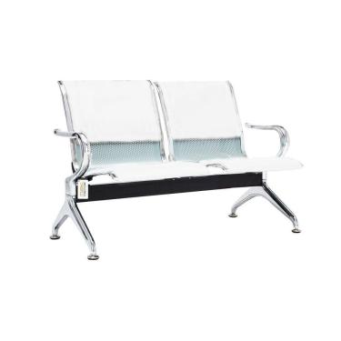 Imagem de Cadeira Longarina Com Est Cromada 2 Lugares Colors Branco