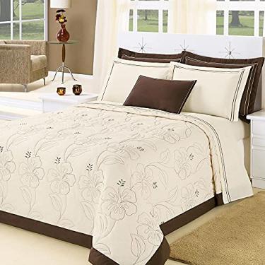 Imagem de Colcha / Cobre Leito Cama Queen 150 Fios em Palha com Tabaco com 05 Peças - Cobre Leito Belle