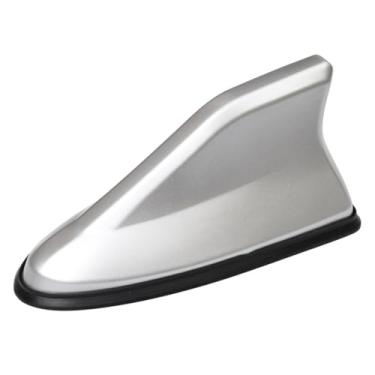 Imagem de Antena de barbatana de tubarão para carro II modificação da cauda da antena especial com sinal de antena de rádio decorativa sem furos (Prata)