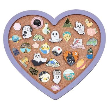 Imagem de BENECREAT Quadro de cortiça, quadro de cortiça, quadro de exibição de avisos, quadro de cortiça montado na parede para armazenamento de alfinetes de broche, decoração de dia dos namorados, 17,5 x 19,8