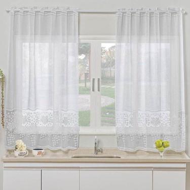 Imagem de Cortina Para Cozinha Renda Uva Para Varão Simples 1,20m X 2,50m