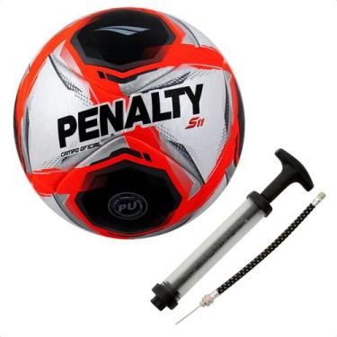 Imagem de Kit Bola Profissional de Campo Penalty S11 R1 + Bomba Penalty, Branco,