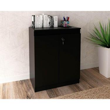 Imagem de Balcão De Escritório Me4149 c/ 2 Portas c/ Chave Preto - Tecno Mobili