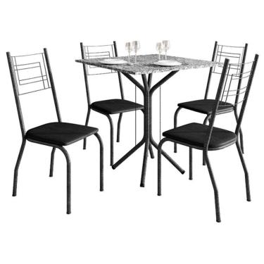 Imagem de Mesa De Jantar Thais 70x70 Cm Com Granito Ocre Itabira Com 4 Cadeiras 063 Preto - Artefamol