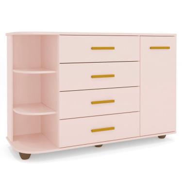Imagem de Cômoda Infantil Com Cantoneira E 4 Gavetas 100% Mdf New Lorena Rosê Phoenix