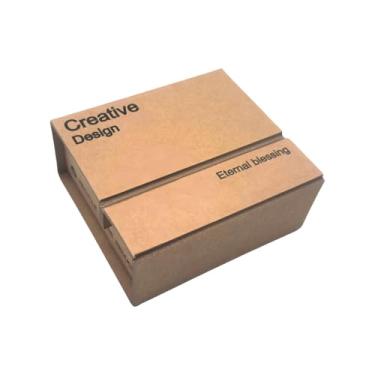 Imagem de Pequenas caixas de presente criativas e saco de microfibra, papelão ecológico, retangular, dobrável, 10 x 9 x 4 cm para aniversários, dia dos namorados, formaturas, férias, Halloween, Natal (cor couro