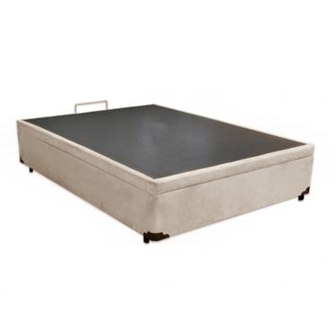 Imagem de Cama Box Baú Casal Suede Bege Padrão 138x188x34x20interno