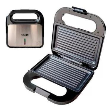 Imagem de Sanduicheira grill chapa ondulada elétrica BBG 70247 antiaderente inox 750W 127v 110v