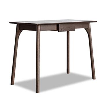 Imagem de Mesa de computador 0,8 m 1,0 m 1,2 m mesa de madeira para PC portátil mesa simples de estudo de carvalho com gavetas e almofadas de pé antiderrapantes silenciosas estações de trabalho (cor: marrom