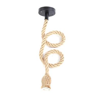 Imagem de Luz Pendente de Corda de Cânhamo Com Suporte de Lâmpada E27 DIY Lâmpada Decorativa Vintage para Casa Segura e Com Economia de Energia Ventosa Cáqui de 1m 3,3 Pés (1 suporte de