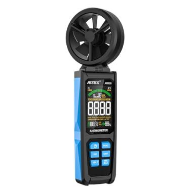 Imagem de SZITW Anemômetro portátil de alta precisão com rolamento duplo Ventilador de 8 lâminas Anemômetro digital LCD retroiluminado com display colorido Medidor de velocidade do vento Seis modos de medição c