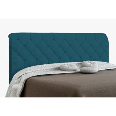 Imagem de Cabeceira Paris Para Cama Box Solteiro Azul Velur Textura - JS