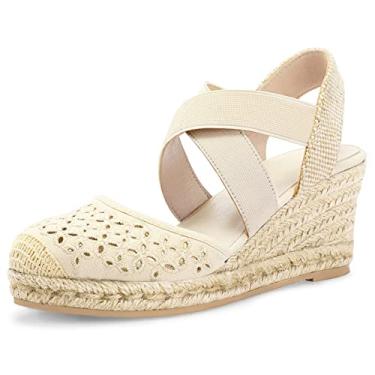 Imagem de mysoft Sandálias Femininas De Salto Fechado Com Tira Elástica Cruzada No Tornozelo E Plataforma, Alpargatas E Salto Alto