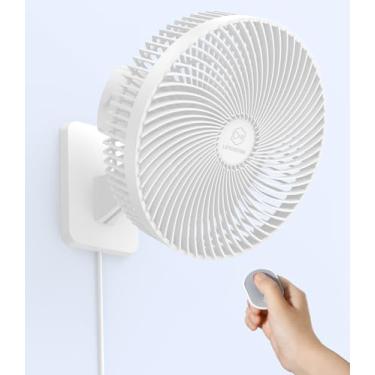 Imagem de Ventilador de Parede LEMOISTAR 10” com Controle Remoto, Oscilação 90°, 4 Velocidades, 4 Temporizadores, Inclinação Ajustável, Cabo 70”, Silencioso, para Quarto, Garagem, RV, Escritório, Casa - Branco