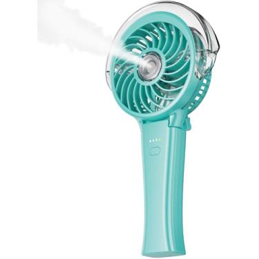 Imagem de KIBEE Ventilador De Nebulização Portátil - 4000Mah Recarregável, Tanque De Água De 50Ml, Dobrável 180° Portátil Com Spray De Névoa, Carregador Pessoal De 3 Velocidades, Portátil Para Viagens, Ativi