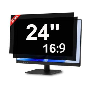 Imagem de J J-Dream [Pacote com 2] Tela de privacidade de 61 cm para monitor de computador, protetor de tela com luz azul, antirreflexo, antirarranhões, tela de proteção de privacidade de 61 cm com proporção de