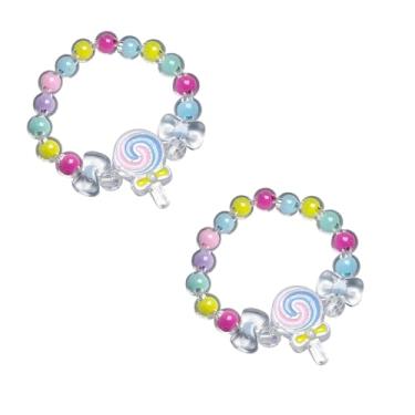 Imagem de BYETOCE Pacote com 2 pulseiras de contas de cristal transparente com pingente de flor roxa pulseiras elásticas de princesa para lembrancinhas de festa, enfeite de brincar, amizade, presentes de