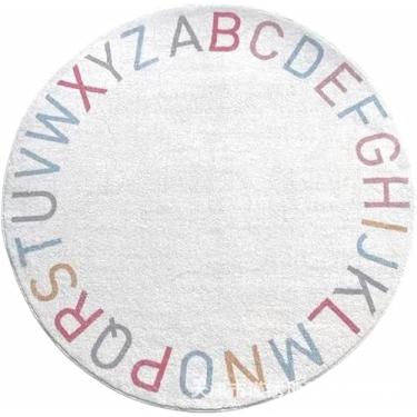 Imagem de Tapete Redondo Alfabeto/letra Quarto Infantil Bebê 1,40m(verde) (Branco)