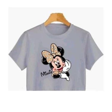 Imagem de Camiseta Cropped desenho Minnie anime - loja dinka, g, cinza