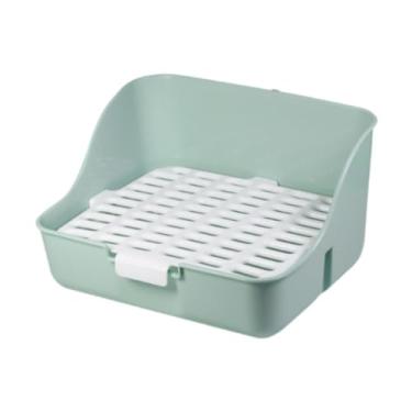Imagem de Gralara Caso de ninhada de canto potty para pequenos animais, vaso sanitário de estimação, bandeja potty de cobaias para furões hamster, Verde