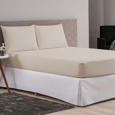 Imagem de Protetor de Colchão Solteiro Capa Impermeável, Matelassê Ultrassônico 4 Camadas, 188x88x30 cm,Modelo Slip com Elastico 6 CORES (avelã)