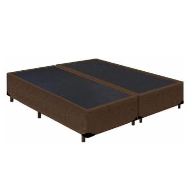 Imagem de Cama Base Box Casal Bipartido Suede RC (Marrom)