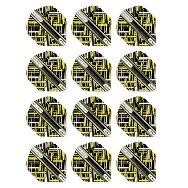 Imagem de RED DRAGON Hardcore Radical Black & Yellow Dart Flights - 4 conjuntos por pacote (12 voos de dardo no total)