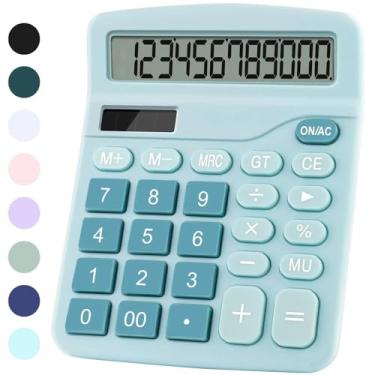 Imagem de Calculadora de mesa de escritório, calculadora fofa para crianças, calculadoras básicas de mesa, calculadora financeira simples de dupla potência com botão grande, tela grande para escritório, casa e