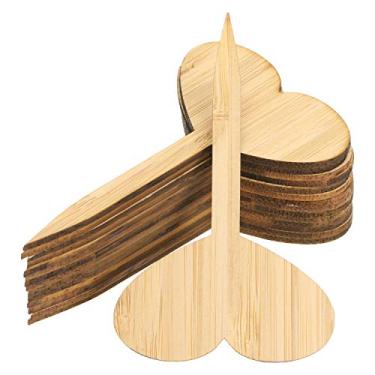 Imagem de ONLYKXY 30 etiquetas de plantas, conjunto de etiquetas de sementes de plantas de bambu, etiquetas de placas de plantas de madeira, jardim de berçário, ervas, flores, legumes, sementes em vasos, marcadores de plantas (etiquetas de plantas em forma de coração)