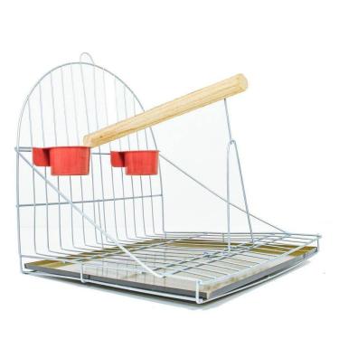 Imagem de Poleiro Para Pássaros Com Comedouros E Bandeja Metálica