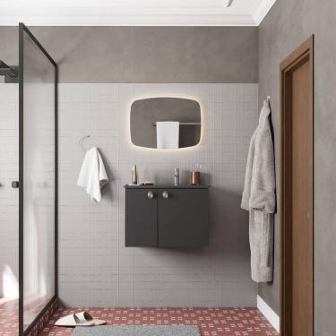 Imagem de Conjunto para Banheiro Aço Gabinete com Espelho Tarumã  Preto